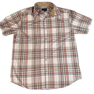 Marmot Eldridge Plaid Short Sleeve‎ Button Front Shirt Men's L – Rust Olive Blue